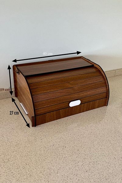 Rosyvien Wooden Bread Box, Bread Basket with Storage Compartment, Sliding Lid, Bread Box with Spice Rack, Organizer