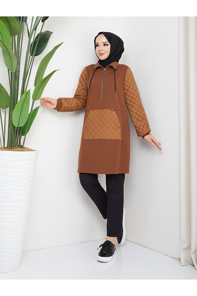 Doque Quilted Sleeves Seasonal Winter Women's Tunic 61088