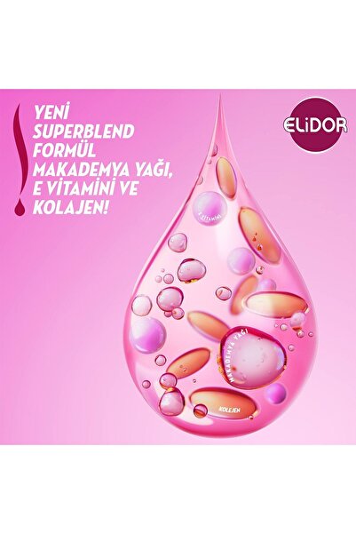 Elidor Superblend Saç Bakım Şampuanı Güçlü Ve Parlak E Vitamini Makademya Yağı Kolajen 200 ml X4