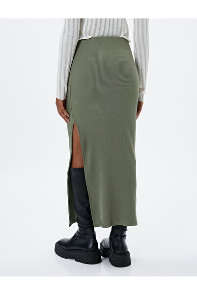 Koton Long Maxi Skirt Slit and Ribbed