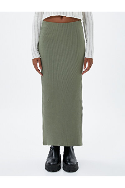 Koton Long Maxi Skirt Slit and Ribbed