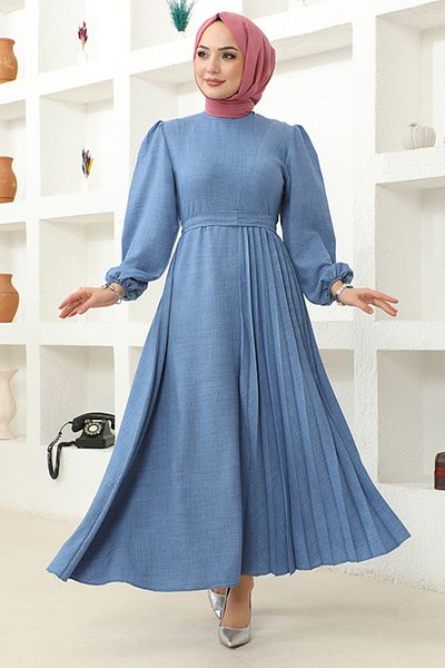 ModaMerve Rochie cu curea albastră - HBS4011
