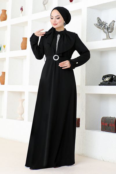 ModaMerve Rochie de seara cu centura neagra - SHD5326