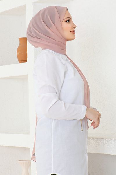 ModaMerve Μεταξωτό σάλι Medina Powder Color - NYA054-001