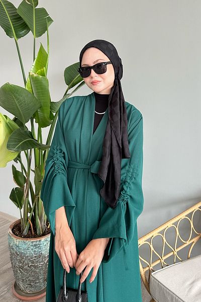 InStyle Emerald Green String Sleeve Abaya - Σχέδιο κορδόνι