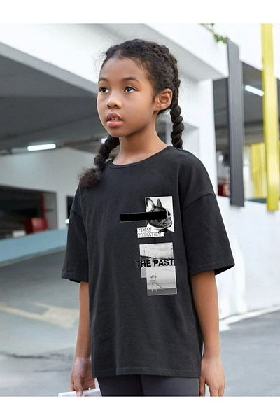 VASK Children's Oversize Unisex The Past Cotton Crew Neck T-Shirt