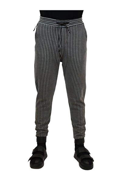 Geco Τσέπες με ρίγες ανθρακί με φλοτέρ - Πλεκτό σχέδιο στο κάτω μέρος