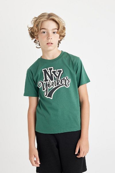 DeFacto Boy's Crew Neck Text Printed Short Sleeve T-Shirt C7208A824Au