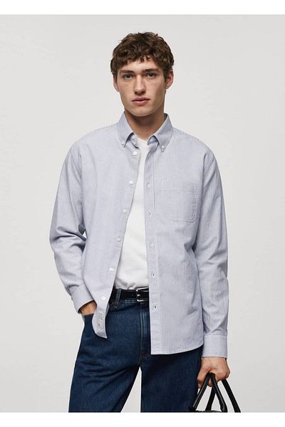 MANGO Man 100% cotton kodak striped shirt