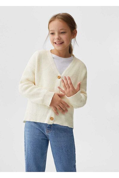 MANGO Kids Pulover alb pentru copii