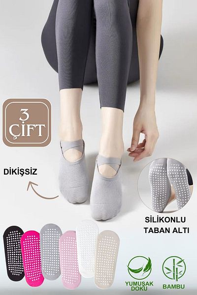 KRAL SOCKS Бамбукови чорапи за пилатес - йога, ABS, нехлъзгаща се подметка Спортни чорапи за танци, балет и фитнес