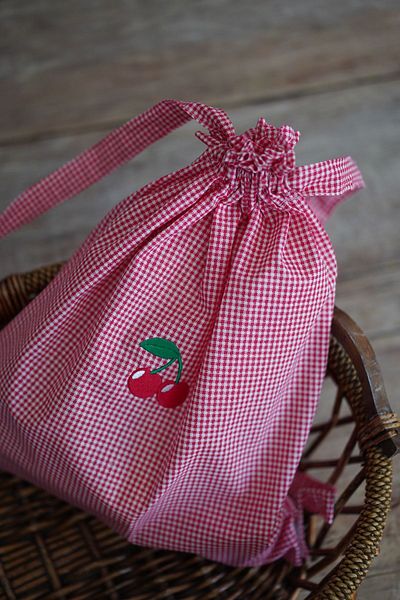 Kirazkids Natural Cotton - Cherry Embroidered Multi-Purpose Pouch