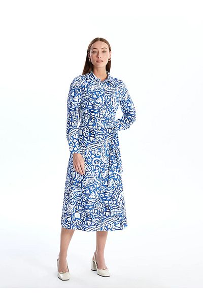 LC Waikiki LCWAIKIKI Classic Patterned Long Sleeve Women's Shirt Dress