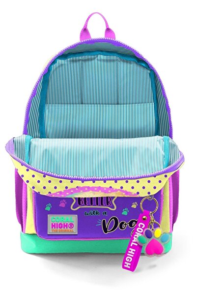 Coral High Yellow Pink Cute 3-Piece Dog School Bag Set