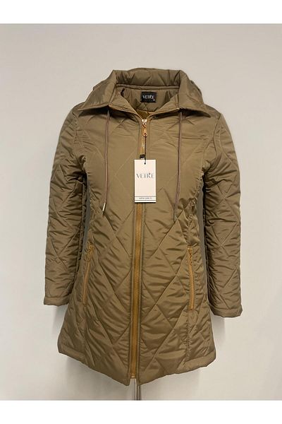VETRE Mink Diamond Patterned Hooded Coat