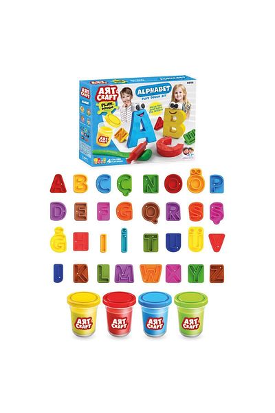 Doğan Oyuncak Dünyası 4 Different Colored Alphabet Play Dough Set - All Letter Molds