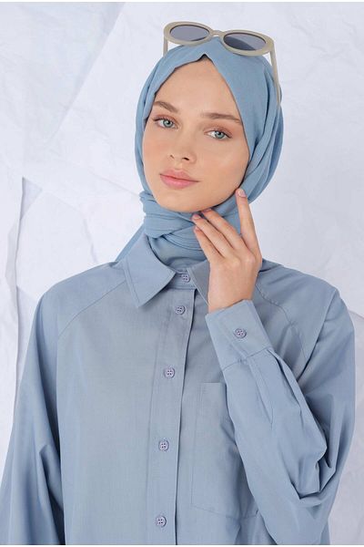HEQA Şal din bumbac albastru pastel