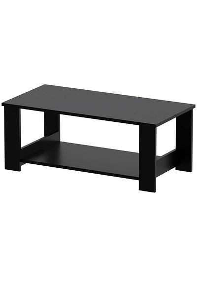 Mahmayi Modern Coffee Table with 2-Tier Storage - Sleek, Durable, and Space-Saving - Black