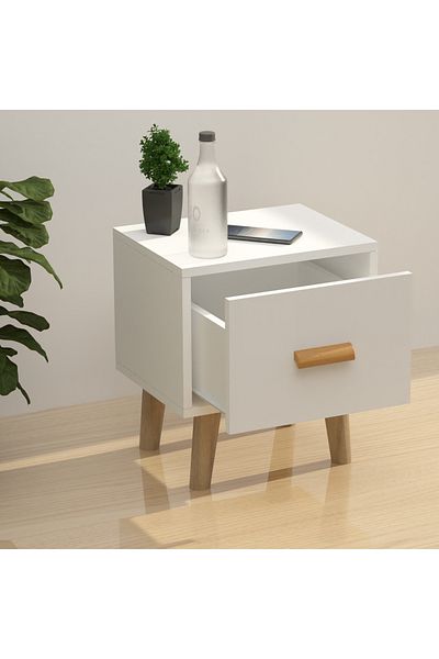 Mahmayi Modern Wooden Nightstand Set of 2 - Stylish Storage with Drawer, White