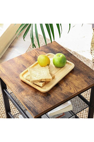 Mahmayi Vasagle Industrial Nightstand Set of 2 with Adjustable Shelves, Rustic Brown/Black, 15.7"x15.7"x19.7