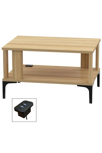 Mahmayi Modern Coffee Table with USB Port & Storage - Coco Bolo, Durable & Stylish for Any Room