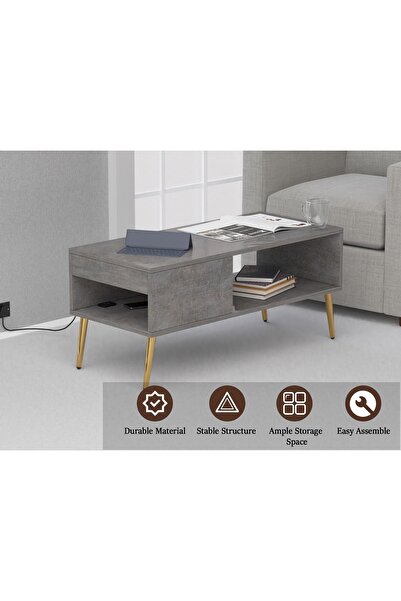 Mahmayi Modern Coffee Table with USB Port & Storage - Sleek, Durable & Space-Saving Design
