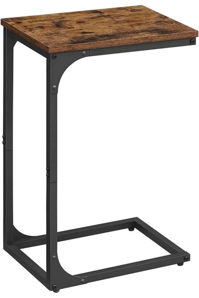 Mahmayi طاولة جانبية للأريكة على شكل حرف C من VASAGLE، صناعية، بني/أسود ريفي، ارتفاع 24.4 بوصة، سهلة التجميع