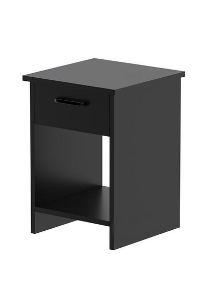 Mahmayi Modern Nightstand with Drawer & Open Shelves - Versatile, Easy Assembly - Black