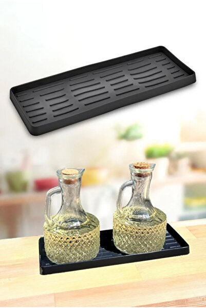 Hilamingo Home Black Silicone Oil Pot - 26X10 cm Soap and Oil Pot Stand