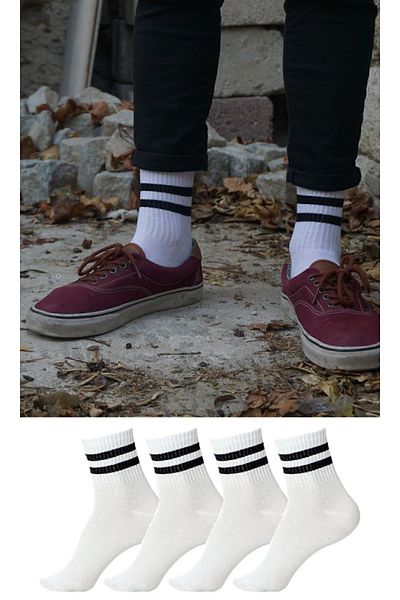 Dalita Unisex 4 ζευγάρια αθλητικές κάλτσες από λευκό βαμβακερό σχέδιο
