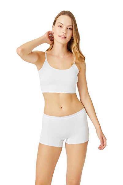 Kadın Lazer Kesim Dikişsiz Kadın Boxer Külot 3'lü Paket Siyah Beyaz Ten