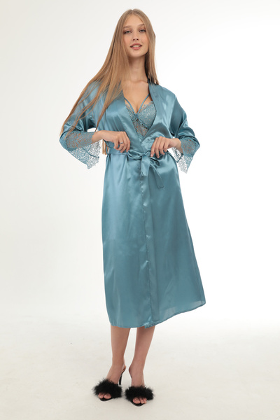 GIONA Satin Nightgown and Dressing Gown Double Set