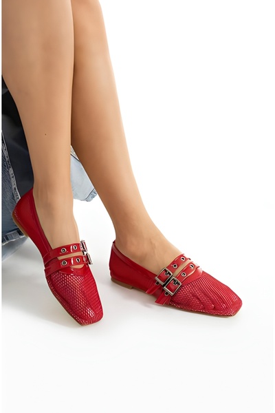 yabisago Fileli Triko Kadın Babet Kırmızı