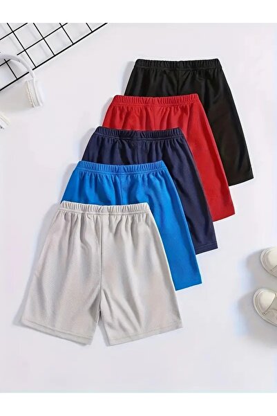 DAXİS Sportwear Company 5'li Kız/Erkek Çocuk Basklı Penye Şort