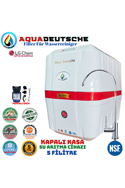 AQUA DEUTSCHE PREMIUM BEYAZ KIRMIZI 8 LT POMPALI GÜMÜŞ İYON TATLANDIRICILI SU...
