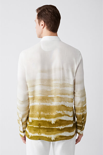 Avva Men's Dark Green Block Patterned Tril Shirt A21y2092