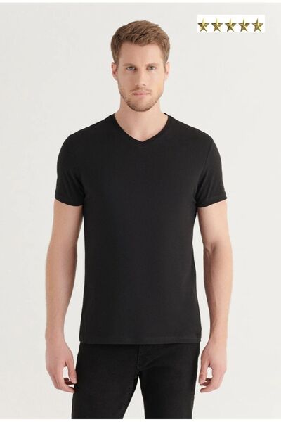 a02teks Cotton V-Neck Short Sleeve T-Shirt