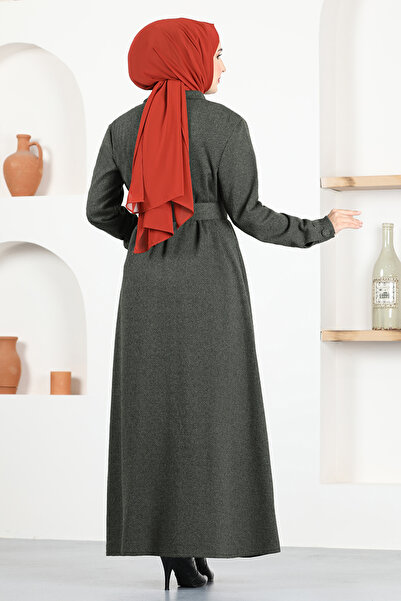 ModaMerve KHaki Ferace Dress - MSL1601