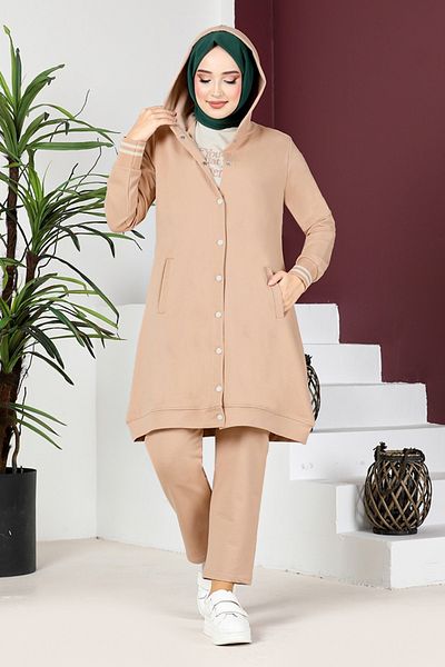 ModaMerve Beige Colored Triple Combination - NZR7194