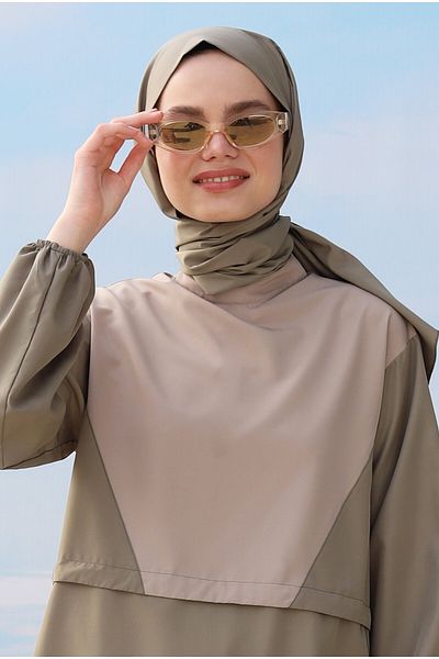 HEQA شال تيترا كاكي مفتوح
