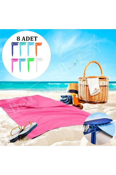 Boldy Set of 8 Towel Peg and Towel Holder - Beach Peg and Peg
