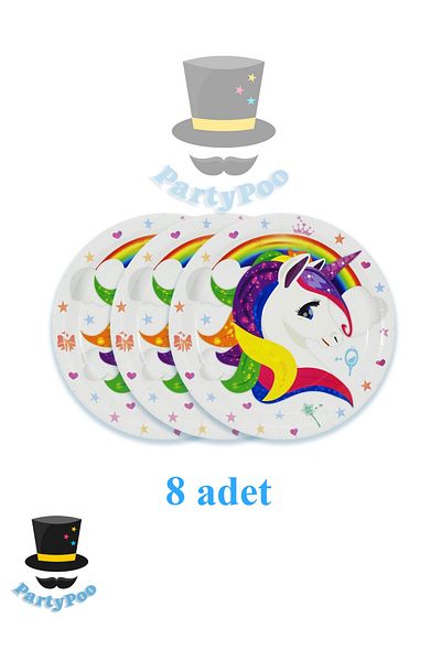PartyPoo 8 Unicorn Themed Plates
