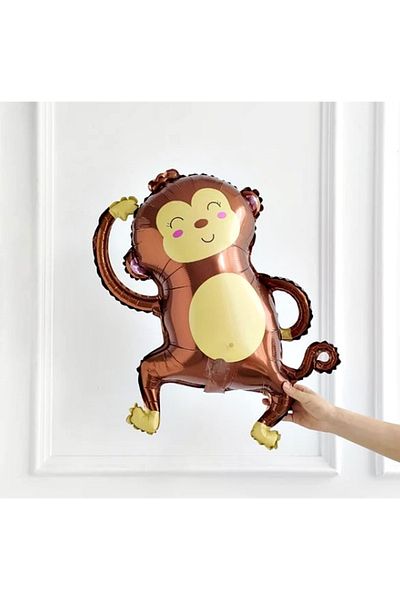 Parti Station 2 Year Old Safari Monkey Balloon Set - Cute and Gold Colored Number Balloon