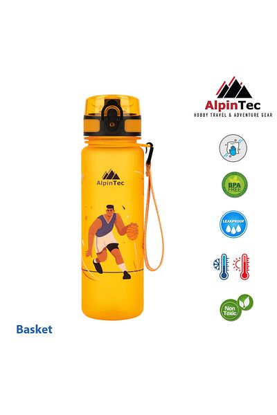 AlpinTec Orange Basketball Patterned Kids Water Bottle - Tritan 500 ml