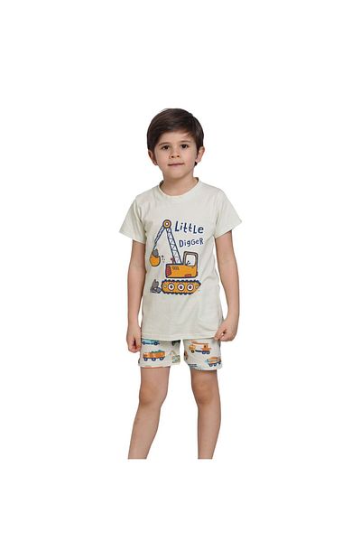 Little Pumpkin Σετ Πιτζάμες Μπεζ Χρώμα Αγόρι Σορτς