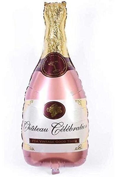 HBK Opportunity Bear Rose Gold Champagne Bottle Shaped Foil Balloon