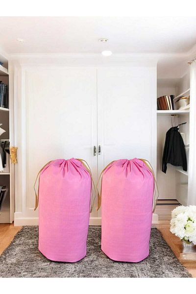 Balkan Room XLarge 86x62 cm Ροζ κορδόνι 2 τεμαχίων - Τσάντα αποθήκευσης ρούχων μεταφοράς και μαξιλαριού
