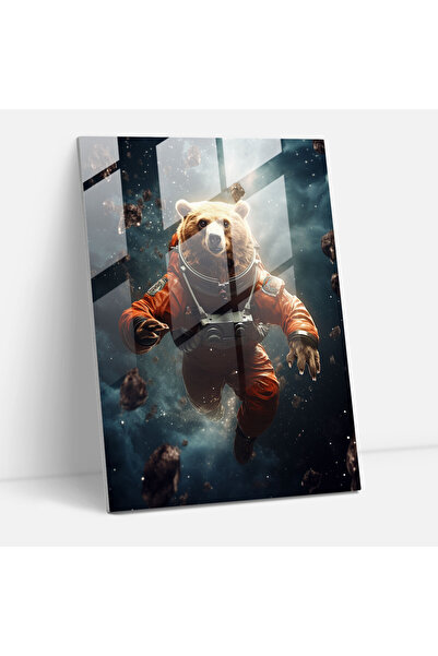 PaintedAnarchy Animals Dressed Like Humans, Space Bear Glass Print, Space Spa...