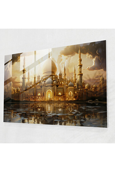 PaintedAnarchy Elegant Mosque Glass Wall Art - Mosque, Modern Art, Sunset, Calm