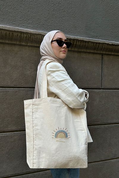 feinas حقيبة قماش صن شاين - جيب داخلي - 320 جرام - 100% قطن